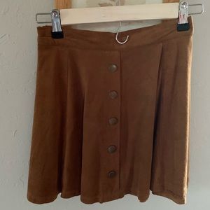 Brown Faux Suede Skirt
